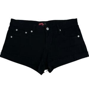Forever 21 Denim Jean Shorts 27 Women Black Cuffed Raw Hem Stretch Festival